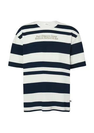 s.Oliver - T-Shirt blau|weiß - Gr. - XL