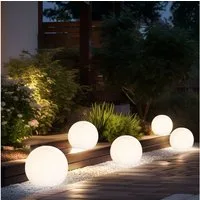 Expo Börse LED Solarleuchte, LED-Leuchtmittel fest verbaut, Kugelleuchte Solar 10 cm Solarleuchte Kugel Garten LED Gartendeko 5x