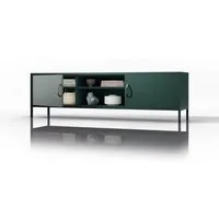 Jan Nowak Lowboard ROSARIA TV-Schrank XL Metall Stahl 170x40x50cm 2 Türen (Stahl 0,6mm, 2 Türen, offene Nische, Kabeldurchführung 50mm), Kabelführung Stahlbeine Modern Wohnzimmer