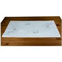 heimtexland Tischdecke Deko Tischwäsche Kissen Serie Pusteblume bestickt (Typ887 1-tlg), Tischläufer 40x90 I natürlich edle Leinen-Optik I wollweiß