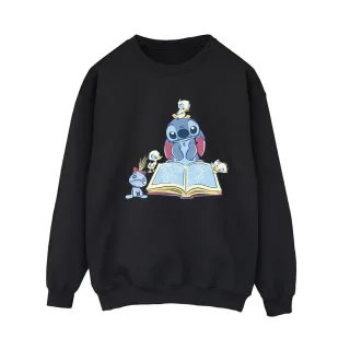 Disney - "Lilo & Stitch Reading A Book" Sweatshirt für Damen (Schwarz)
