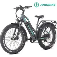 JOBOBIKE E-Bike Mountainbike 26x4 Zoll, bis zu 180km, mit Bremslicht- und Blinker, Fatbike, MTB, 7 Gang Shimano, Kettenschaltung, Heckmotor, 840 Wh, (LCD-Farbdisplay, für Asphalt, Schotter und Gelände, Aluminiumrahmen), 5 Stufen, Gefederte Sattelstüt