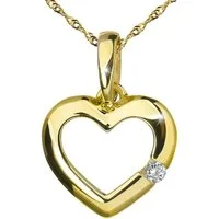 Materia Goldkette Damen Gold Herz Zirkonia 45cm GKA-6, 375 Gelbgold, 9 Karat