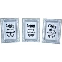 Levandeo® Bilderrahmen, 3er Set Fotorahmen 10x15 Silber Fotoaufsteller Barock Shabby Antik