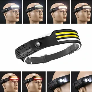 Multi-function Wave Induction COB LED Headlight Outdoor Riding Light USB Charging Night Running Light Strong Light Headl