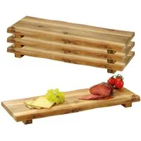 Kesper Servierbrett 4 Stück Servierbrett mit Füßen, Akazie - 53 x 19cm, Holz, (4-St), mit Füßen für einen sicheren Stand