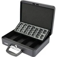HMF Geldkassette Geldkassette abschließbar, Kasse mit Koffergriff, 30,5 x 24 x 8,5 cm, Schwarz