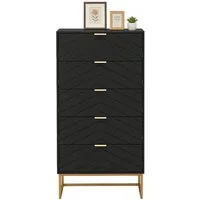 UEV Kommode mit 5 Schublanden, Sideboard, Schubladenschrank, Schmal kommode modern (60x34x110cm, Schrank für Wohnzimmer Schlafzimmer Flur Büro), mit Kippschutz Aufbewahrungskommode, Mehrzweckschrank aus Holz
