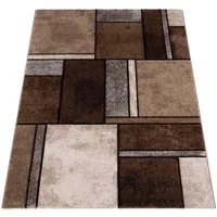 Paco Home Teppich Brilliance 661, rechteckig, Höhe: 18 mm, Kurzflor, modernes 3D-Patchwork Design