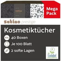 Satino Kosmetiktücher aus der Flachbox - 2-lagig - super soft - 100 Tücher pro Box (40-St)