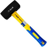 S&R Hammer Fäustel 1000 Gramm Kopfgewicht, aus hochwertigem Schmiedestahl C50 (1-St), mit gummiertem rutschfestem Fiberglasstiel, Rückschlaghemmend