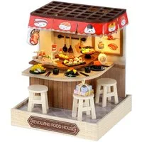 Cute Room 3D-Puzzle DIY Miniaturhaus Modellbausatz Revolving Sushi, Puzzleteile, 3D-Puzzle, Miniaturhaus, Maßstab 1:24, Modellbausatz zum basteln