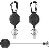BlingBin Schlüsselanhänger Einziehbarer Schlüsselanhänger Schlüssel, Ausziehbar Schlüsselband (2er Set, 2-tlg., mit 70cm Stahlseil und Karabinerhaken), Karabinerhaken Schlüsselring-Set für Kartenhalter,Gürtelclip,Schlüssel