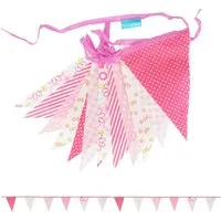Goodymax Hängedekoration Wimpelkette Polyester Stoff mit Muster / Blumen Streifen Punkte, 12 Wimpel á 14 x 20 cm