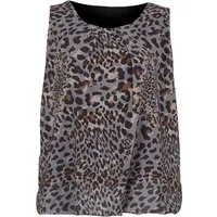 malito more than fashion Chiffonbluse malito Damen Bluse ärmellos 6879 Blusentop mit Rundhals-Ausschnitt