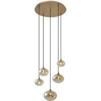 Qazqa Pendelleuchte Jia, ohne Leuchtmittel, Warmweiß, QAZQA Hängeleuchte, g9, gold, Stahl, Art Deco