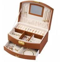 FOUORTUNATE-BEE Schmuckkassette Damen Schmuckbox 2 Ebenen Reise Ring Ohrring Kette Aufbewahrung, Große Schmuckbox mehrschichtig für Ringe Ohrringe Halsketten