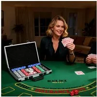 SPORTNOW Spiel Pokerkoffer Pokerset, Poker Komplett Set, Poker, mit 400 Chips, 11,5 Gramm, 2 Kartendecks, 5 Würfeln, Dealer-Scheibe