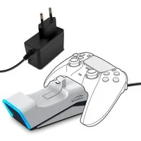 Speedlink TWINDOCK Dual Ladestation Ladegerät Weiß Controller (Set, Dock mit Netzteil passend für Sony PS5 DualSense Wireless Controller)