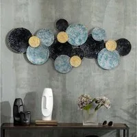 HOMCOM Wandbild 3D Wandbild Wandornament Wanddekoration Metallbild Wandskulptur, Rund (Wohnzimmer-Kunst, 1 St), Modern 121 x 53 cm