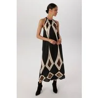 Aniston SELECTED Sommerkleid locker fallender Schnitt mit grafischen Muster - NEUE KOLLEKTION