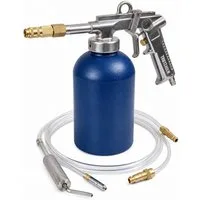 TRUTZHOLM Lackierpistole Druckbecherpistol zur Hohlraumversiegelung Hakendüse Runddüse, Mit 1100ml Tank, Inkl. Schläuche, Runddüse, Hakendüse