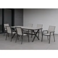 Gardissimo Garten-Essgruppe Gartenmöbel Set Garten Sitzgruppe Catania Terrassen Set Alu wetterfest, (Spar-Set, 7-tlg., 1 Tisch + 6 Stühle), pflegeleicht wetterfest stapelbar stabil