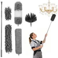 BlingBin Staubwedel Teleskop Waschbar Mikrofaser Duster Verbiegbare Staubfänger (Teleskop Staubwedel, 6-St., mit Teleskopstange 280 cm), Waschbar, elektrostatisch, flexibel biegbar, für Decken und Jalousien