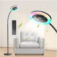 Jibenhome Standventilator 1500 lm Vertikaler LED Ventilator mit RGB-Beleuchtung Dimmbar, Standleuchten mit Taste,Höhenverstellbar,18W/1500 lm,für Büro