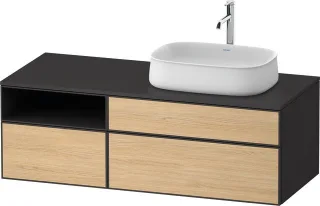 Duravit Zencha Konsolenwaschtischunterbau wandhängend Natur Eiche & Graphit Matt & Supermatt 1300x55 ZE4829030800000