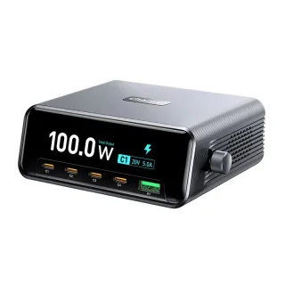 [GaN Tech] WLX-60D 265W 5-Port USB PD Charger with 2.3-inch Smart Power Display USB-A+4USB-C PD3.0 Fast Charging Desktop