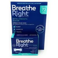 Breathe Right Nasenpflaster Breathe Right Nasal Strips, 72 transparente Streifen, Drug Free (72 St)