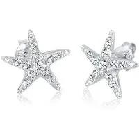 Elli Paar Ohrstecker Seestern mit Kristalle funkelnd 925 Sterling Silber