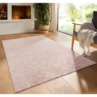 TaraCarpet Teppich TaraCarpet Homestyle 375 Flora, rechteckig, Höhe: 10 mm, Blätteroptik hoch-tief weich waschbar rosa 50x80