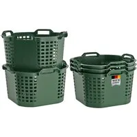 BURI Wäschekorb 5x Obstkorb 50 Liter Gartenkorb Gemüsekorb Stapelbar Erntekorb Korb