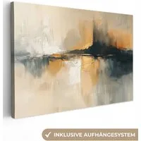 OneMillionCanvasses® Leinwandbild Modern - Abstrakt - Gold - Schwarz, Fotodruck (1 St), Leinwand Bilder Klein, Wand Dekoration Aesthetic 30x20 cm