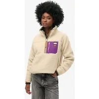 Superdry Fleecepullover VINTAGE RETRO HALF ZIP FLEECE mit Markenlabel, Regular Fit, hoch geschlossener Ausschnitt