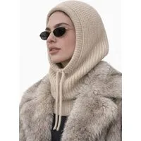 Worldclassca Strickmütze Worldclassca Balaclava Strickmütze Skull Kordelzug Winter Kapuzenschal Neue Kollektion - Stilvolle und gemütliche Strickmode für Damen