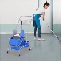 HOMCOM Putzwagen Reinigungswagen, (Set, 1-St., Reinigungswagen mit Eimer und Korb), 25L Eimer, Auswringvorrichtung, 4 Rollen
