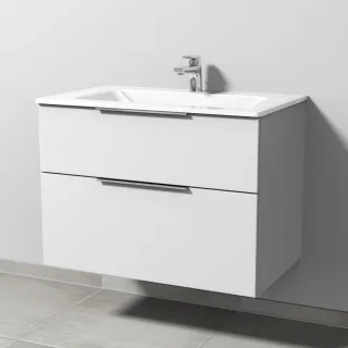 Sanipa 3way Glas-Set Glas-Waschtisch und Unterbau mit 2 Auszügen, Weiß-Soft UM20243