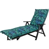Sun Garden Polsterauflage Rollliege Rügen/Prato 30417-100 blau-grün Blätter 190x60x8 cm SG, (1 St), Eckhaltebänder mit Bindebändern Halteband Gummi