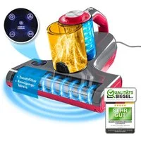 CLEANmaxx Matratzenreinigungsgerät Milbensauger Rotation Power mit UV-C-Licht & HEPA-Filter, 450 W, beutellos, Handstaubsauger für Matratzen, Ultraschall & Wärme