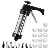 ANYSUN Gebäckpresse Biskuitpresse Set Plätzchenpresse und Spritztüllen für Backen zu Hause, (Set, mit 8 Spritztüllen & 13 Formen), Dekorier Backwerkzeug Plätzchenpresse und Spritzgebäck-Set