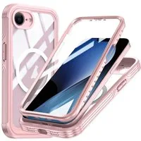 Wigento Handyhülle für Apple iPhone 17e / 16e MagSafe 360 Grad Hybrid Tasche Bumper Rosa, Full Body, MagSafe-Unterstützung, präzise Passform