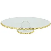 Schäfer Elektronik Servierplatte mit Fuß & Goldrand, aus hochwertigem Glas - ø26 x 7 cm, Glas, (1-tlg), mit Goldrad, 26 x 7 cm, mit Standfuß