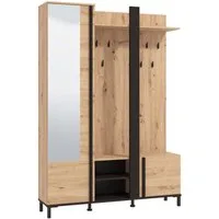 Home affaire Kompaktgarderobe Nino Flurgarderobe, Dielenschrank, Flurmöbel, Garderobe, Breite 135 cm Schuhschrank, Spiegel, Haken, viel Stauraum, ideal für kleine Räume