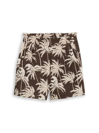Denim Tom Tailor - Crinkle Relaxed Fit Shorts brown palmtree print - Gr. - XL