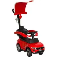 Lemodo Rutscherauto Rutschauto mit Schiebestange und Dach, Babyrutscher, VW Rutscher mit Schiebestange, Dach und Fußablage
