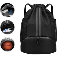 OKWISH Rucksack Mode Sport Rucksäcke Turnbeutel Kapazität Kordelzug Sporttasche (Kordelzugbeutel Freizeitrucksack Gymsack, 1-tlg., Sportbeutel mit Bodenfach, Kordelzug mit Netztaschen), Sportrucksack für Reisen Fitnessstudio Schwimmen Herren Damen Ju