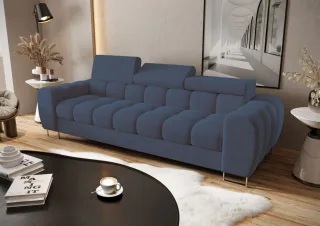 Sofa Designersofa BASTIEN 3-Sitzer in Stoff Terra Blau